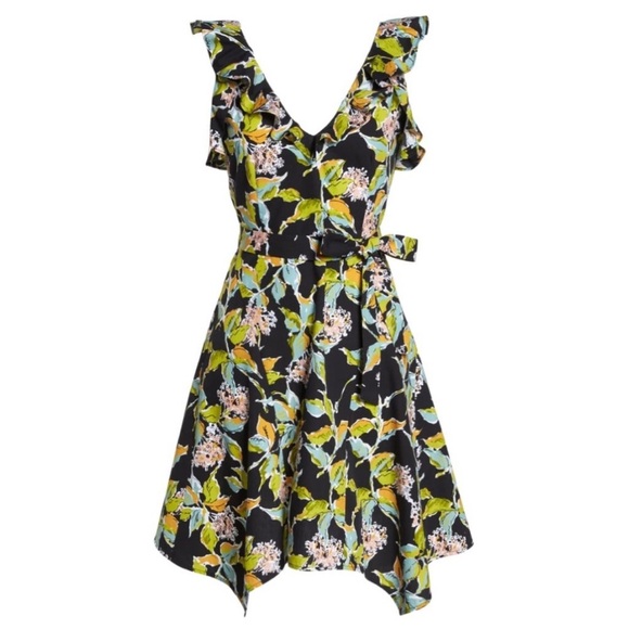PAIGE Meera Ruffle Fit & Flare Dress Kona Floral Size Small - Picture 6 of 10